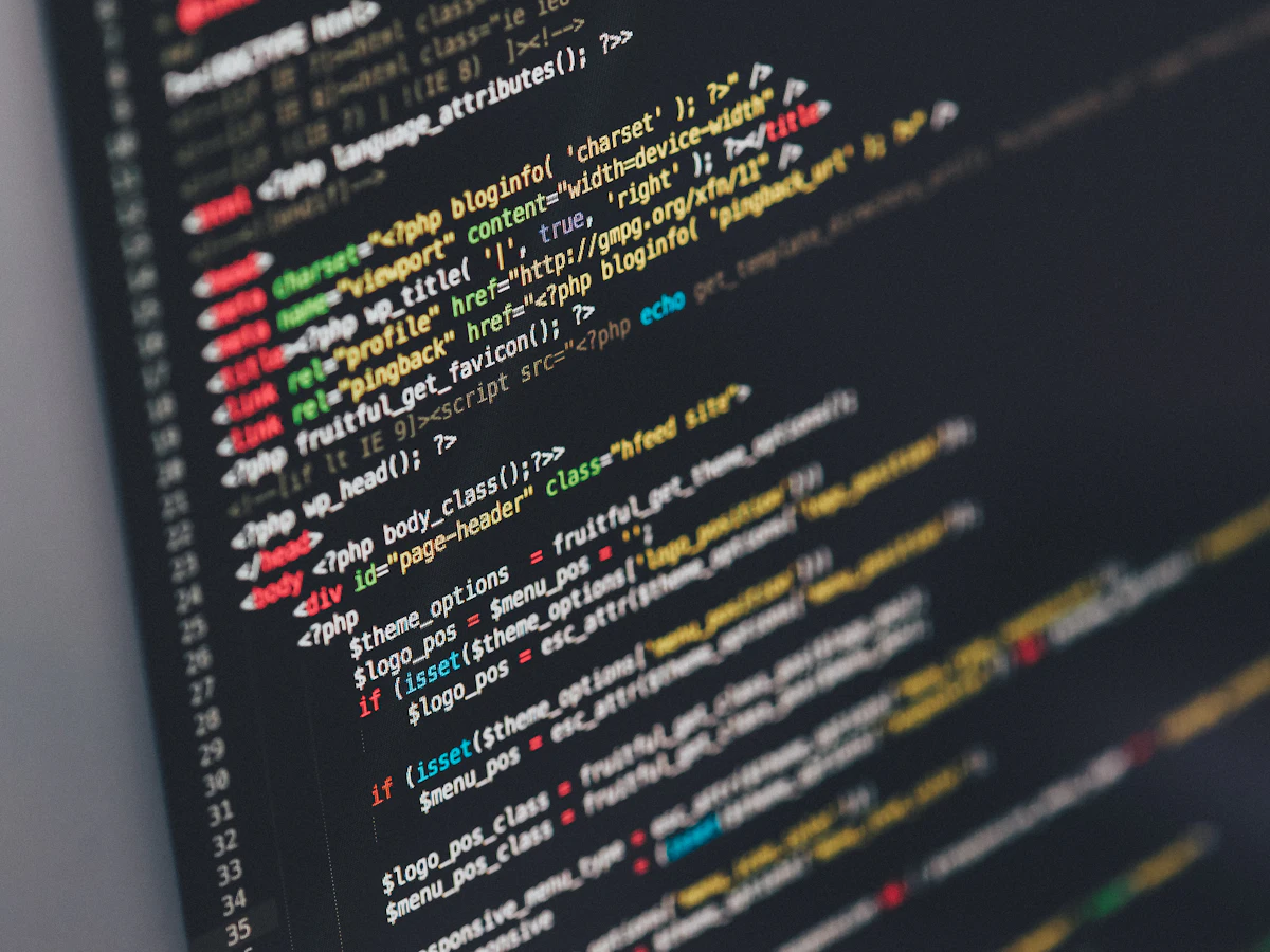 Monitor care afișează cod, în timpul optimizării vitezei de încărcare a unui site